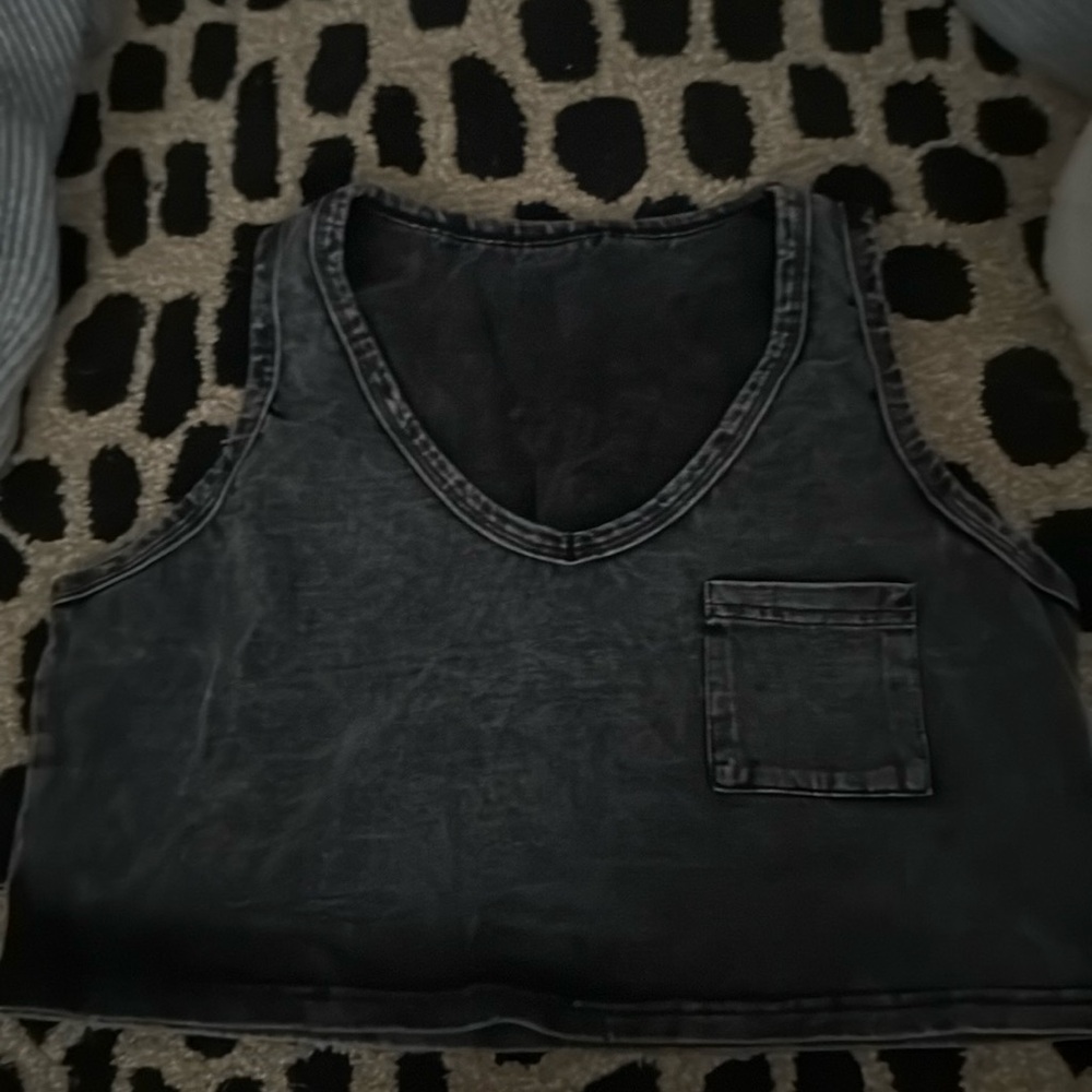 Black denim cropped top